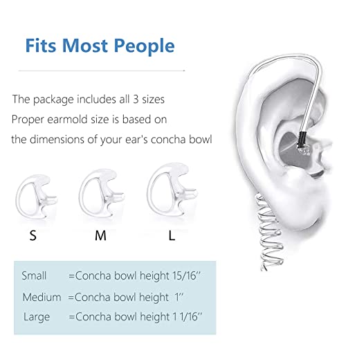 Replacement Earmold Earpiece Earbud Earplug Ear Mold for Walkie Talkie Acoustic Tube Earpiece,Soft Silicone Earmould Replacement Earpiece Insert (Pair of 12)