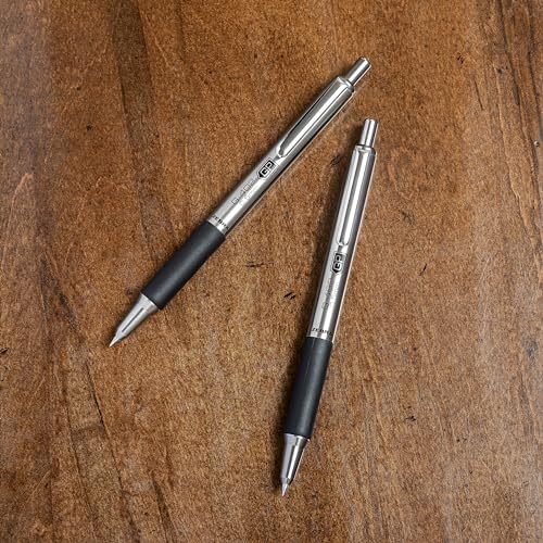 Zebra Pen G-402 Retractable Gel Pen, Stainless Steel Barrel, Fine Point, 0.5mm, Black Ink, 2-Pack