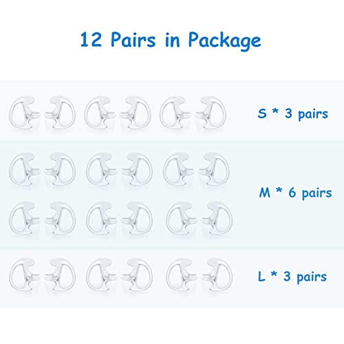 Replacement Earmold Earpiece Earbud Earplug Ear Mold for Walkie Talkie Acoustic Tube Earpiece,Soft Silicone Earmould Replacement Earpiece Insert (Pair of 12)