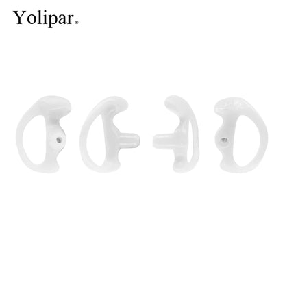 Yolipar Replacement Soft Silicone Eardud Earmold for Walkie Talkie Audio kit Air Acoustic Tube Earpiece Headset (White, Medium(2 Pairs))