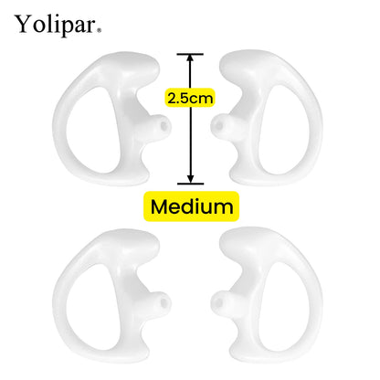 Yolipar Replacement Soft Silicone Eardud Earmold for Walkie Talkie Audio kit Air Acoustic Tube Earpiece Headset (White, Medium(2 Pairs))