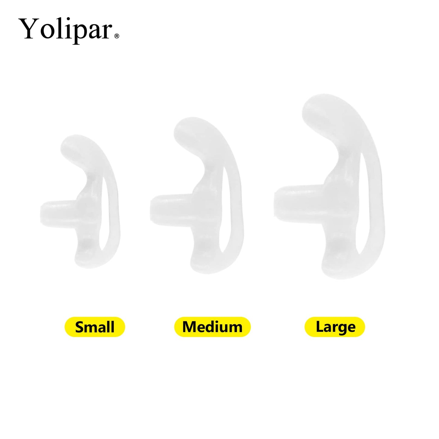 Yolipar Replacement Soft Silicone Eardud Earmold for Walkie Talkie Audio kit Air Acoustic Tube Earpiece Headset (White, Medium(2 Pairs))