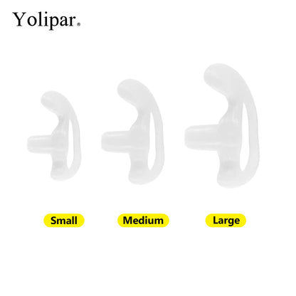 Yolipar Replacement Soft Silicone Eardud Earmold for Walkie Talkie Audio kit Air Acoustic Tube Earpiece Headset (White, Medium(2 Pairs))