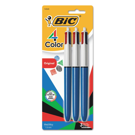 BIC 4 Color Ballpoint Pen, Medium Point (1.0mm), 4 Colors in 1 Set of Multicolor Pens